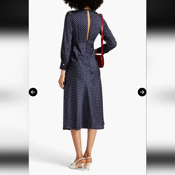 Sandro Midnight Blue Patterned Long Sleeve Dress - Picture 3 of 11